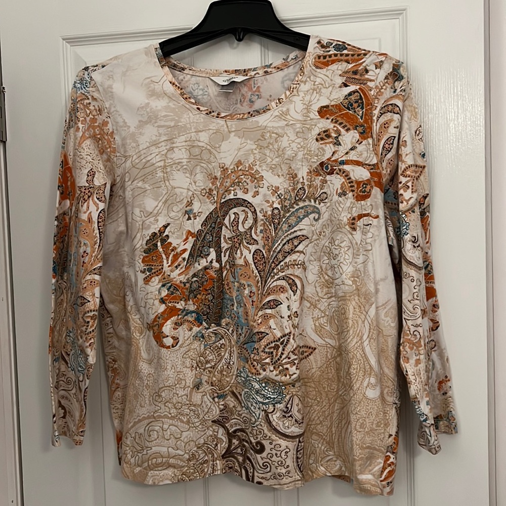 Top. cj banks. 1X Tan, cream, orange, blue.